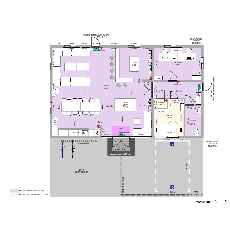 LOCAL JEUNES APRES AMENAGEMENTS. Plan de 10 pièces et 215 m2