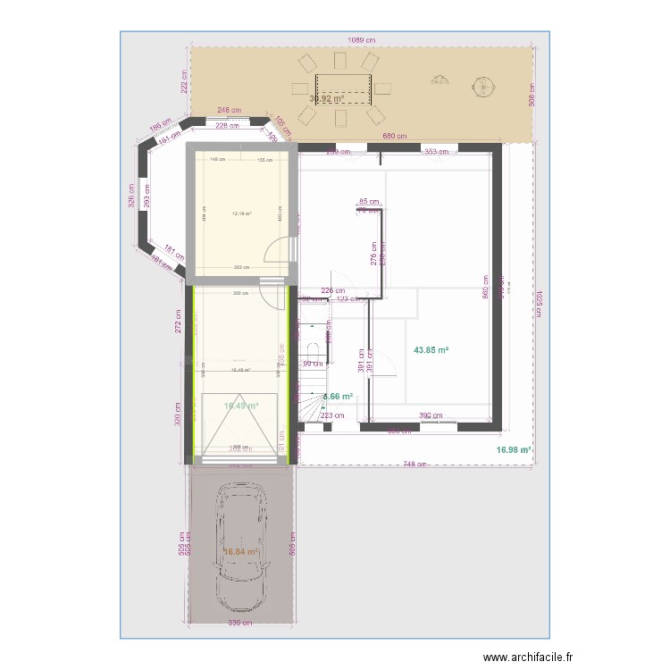 Projet Gael LEMAIRE. Plan de 2 pièces et 29 m2