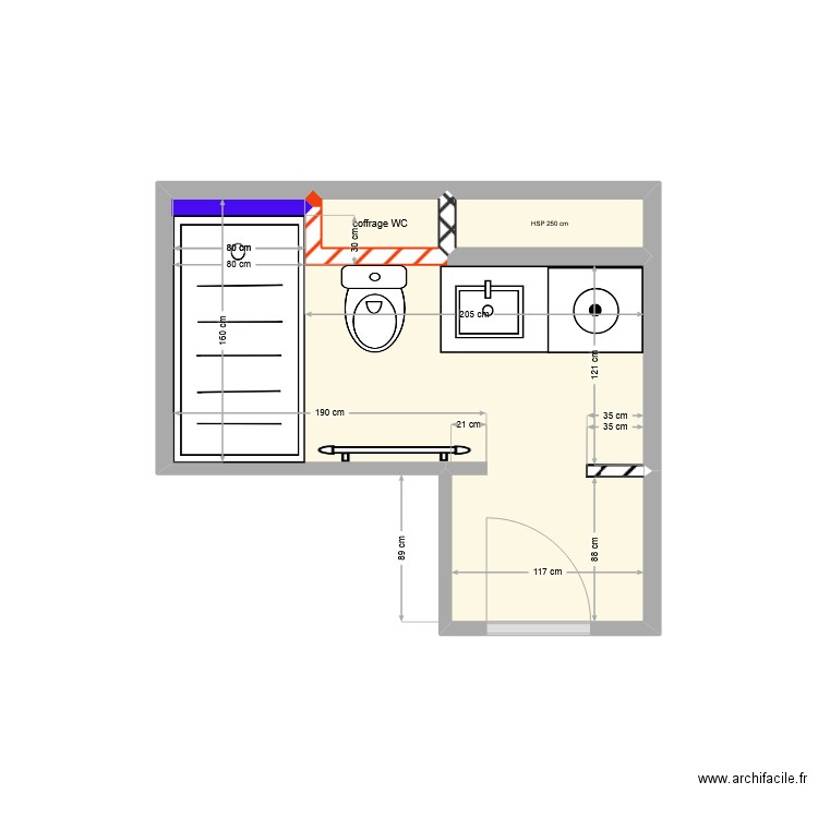 Test. Plan de 3 pièces et 5 m2