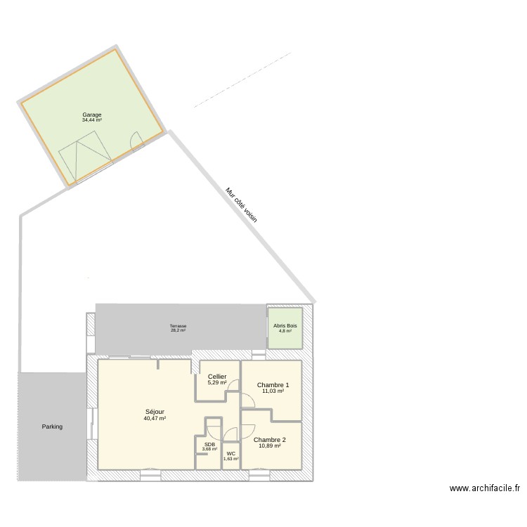 Plan actuel. Plan de 8 pièces et 112 m2