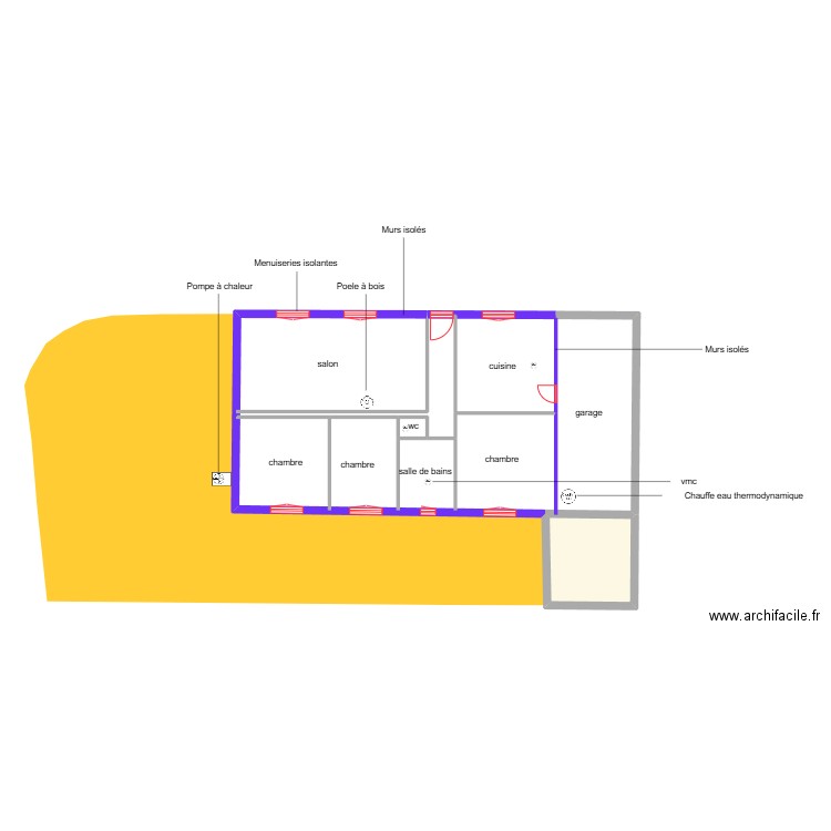 DARQUE FOUDI. Plan de 3 pièces et 131 m2