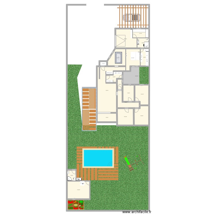 agrandissement garagyy. Plan de 19 pièces et 196 m2