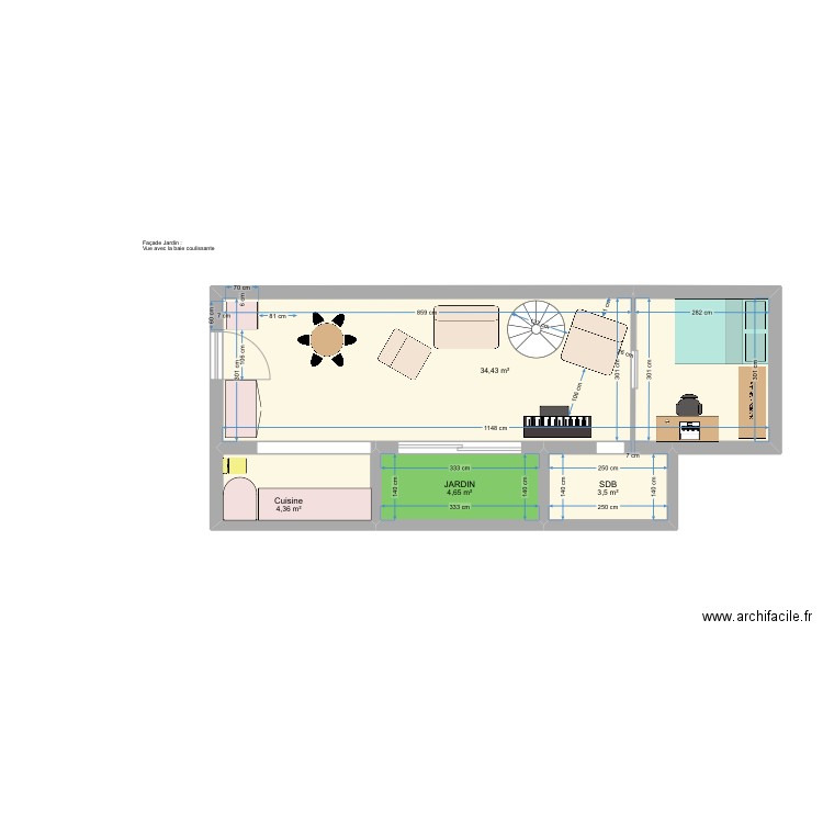 RDC MEUBLE 15 SEPT 2024. Plan de 4 pièces et 47 m2