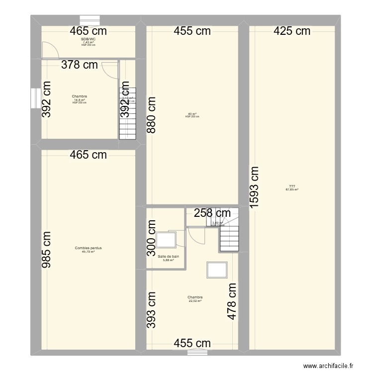 QUILES Appart ETA. Plan de 9 pièces et 210 m2