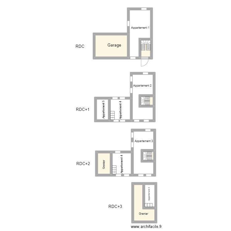 Delbos Alain charles. Plan de 13 pièces et 65 m2