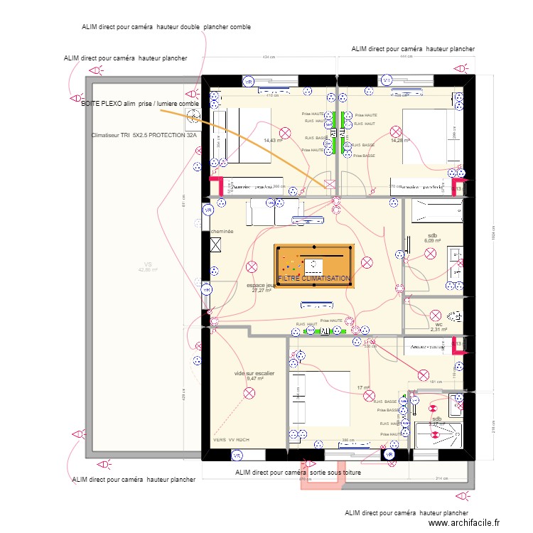 THIERRY   RDCH    PLOMBERIE . Plan de 24 pièces et 360 m2