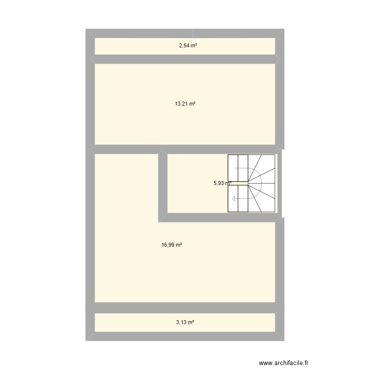 R+2. Plan de 5 pièces et 42 m2