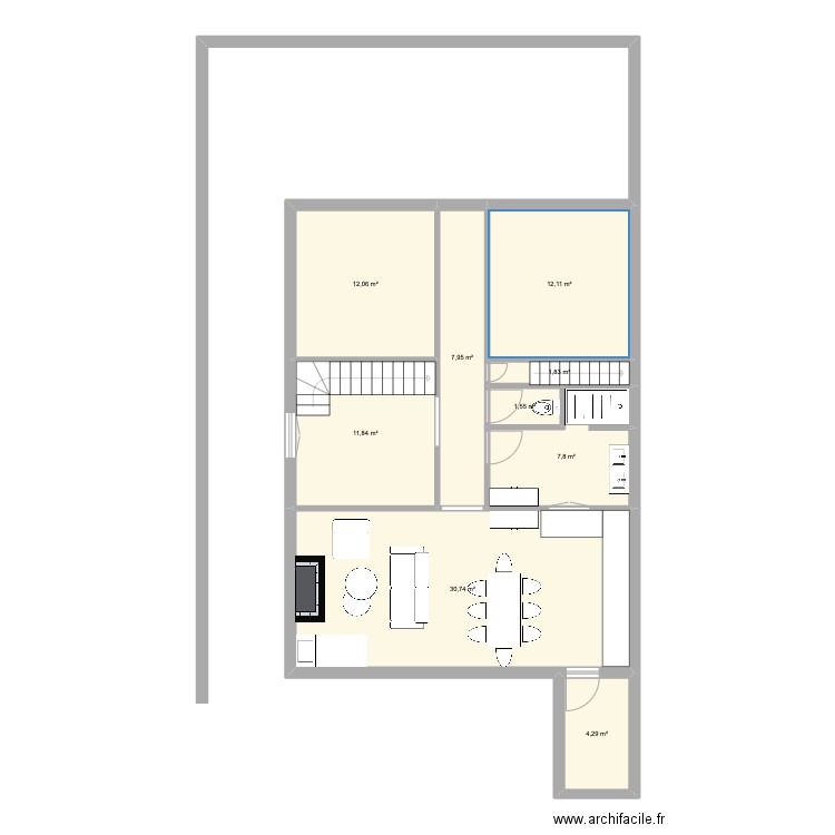 JosephV5. Plan de 9 pièces et 90 m2