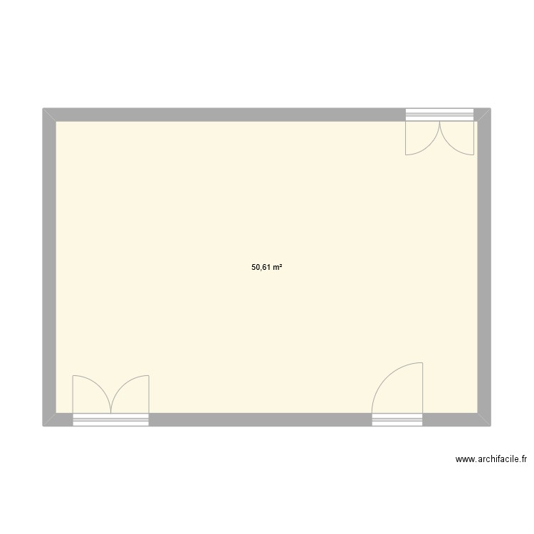 Etude P2. Plan de 1 pièce et 51 m2