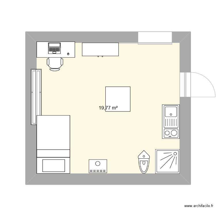 extension bois. Plan de 1 pièce et 20 m2