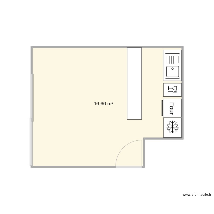 ancienne implantation. Plan de 1 pièce et 17 m2