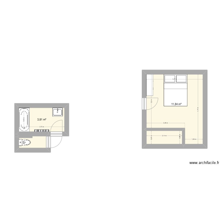 M. VAN. Plan de 4 pièces et 19 m2