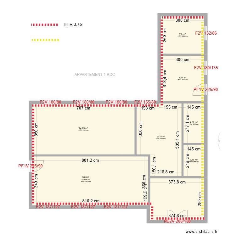 MOSER ALAIN APPT 1 RDC. Plan de 14 pièces et 203 m2