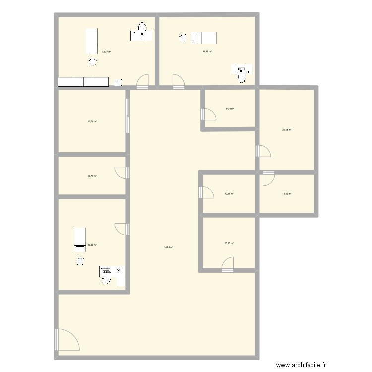 Cabinet Sauvian. Plan de 11 pièces et 337 m2