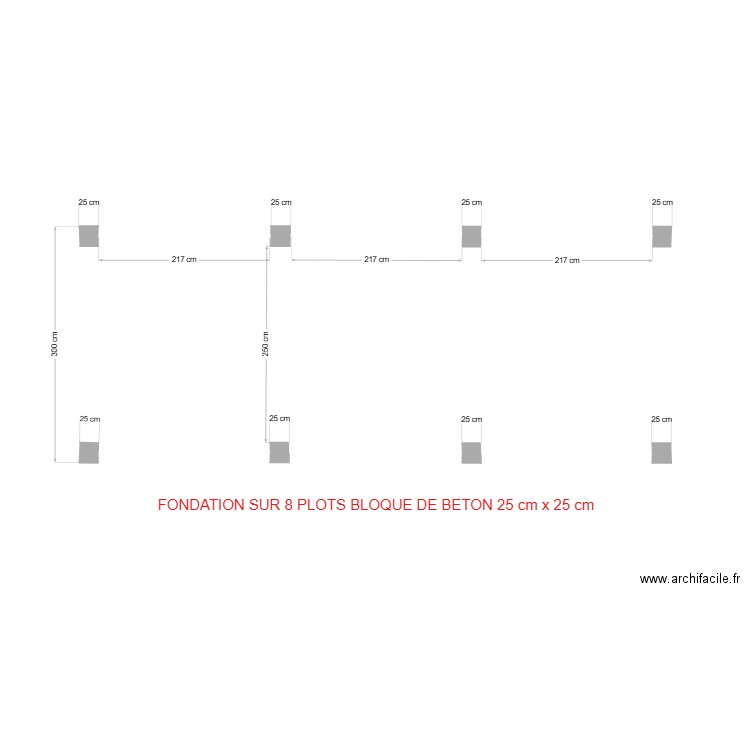 PLAN FODATION SUR PLOTS MODULE AR 116 BOIS EXT. Plan de 2 pièces et 13 m2