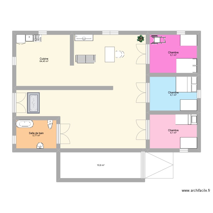 1er. Plan de 6 pièces et 106 m2