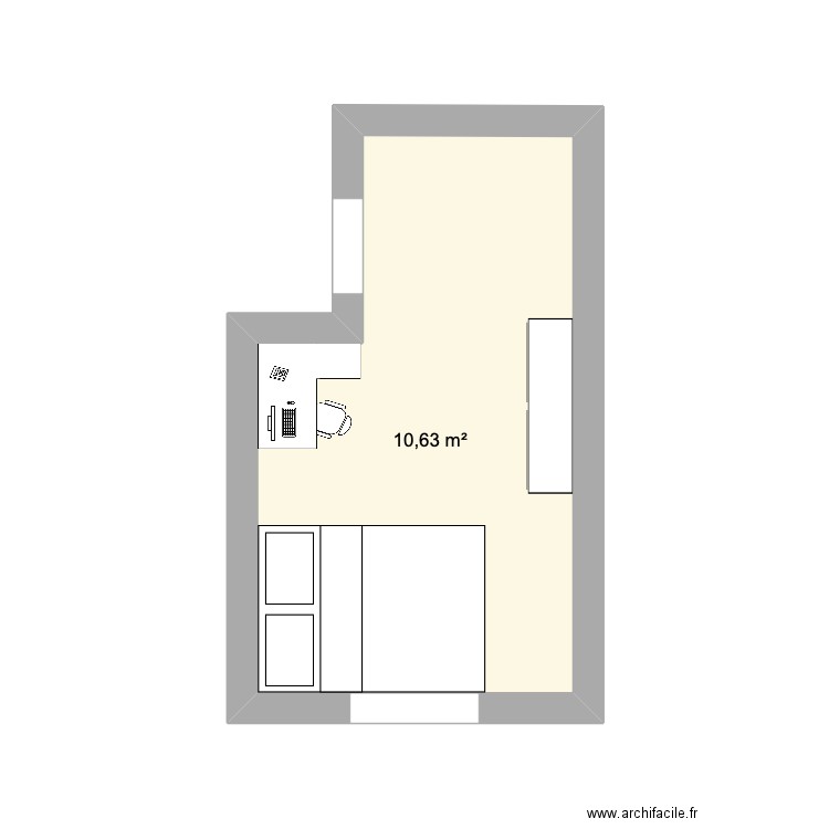 chambre 3. Plan de 1 pièce et 11 m2