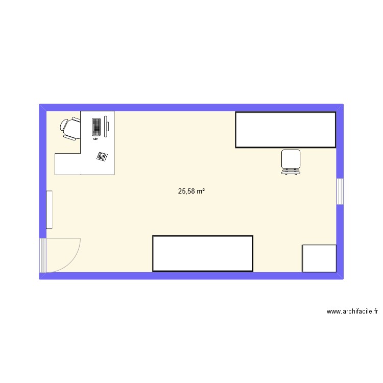 CUARTO DE ESTUDIO. Plan de 1 pièce et 26 m2