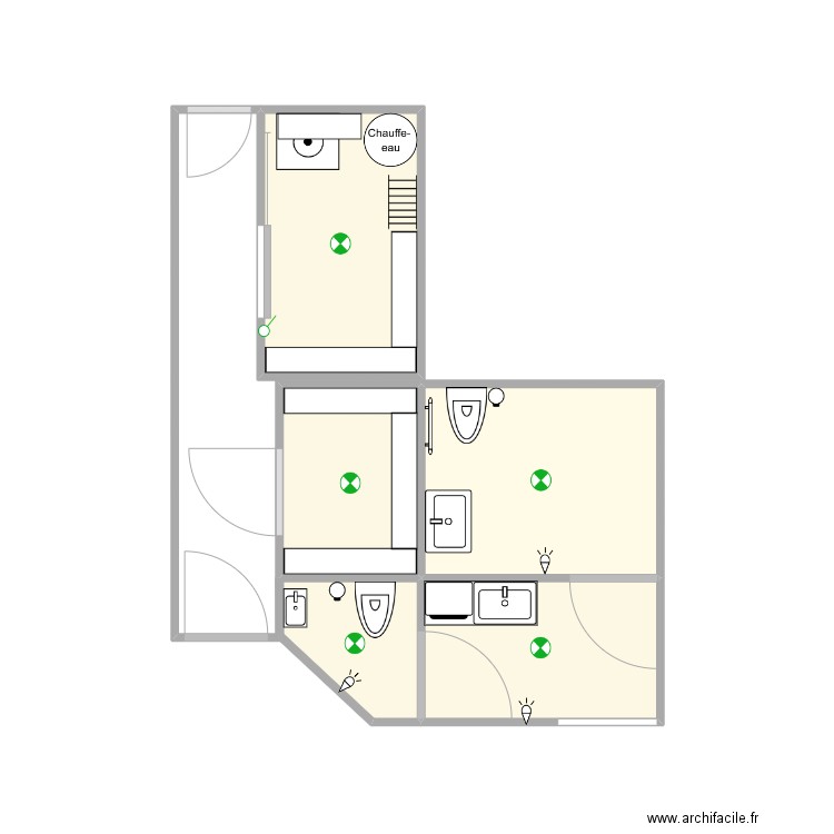 WC anna rodier. Plan de 5 pièces et 13 m2