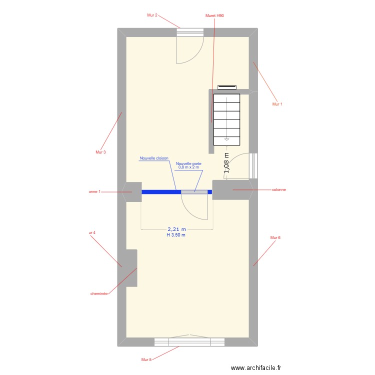 savoie 81 Cloison. Plan de 1 pièce et 33 m2