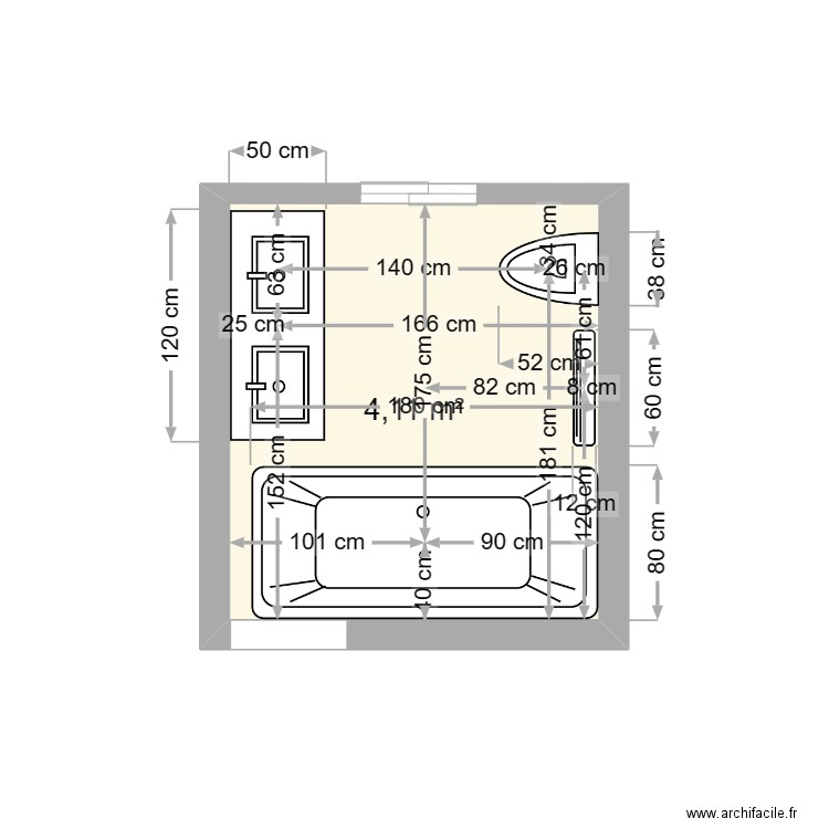 salle de bain 3 sous-sol Exécution . Plan de 1 pièce et 4 m2