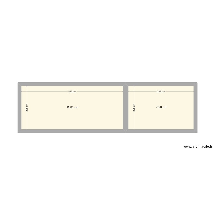 container. Plan de 2 pièces et 19 m2