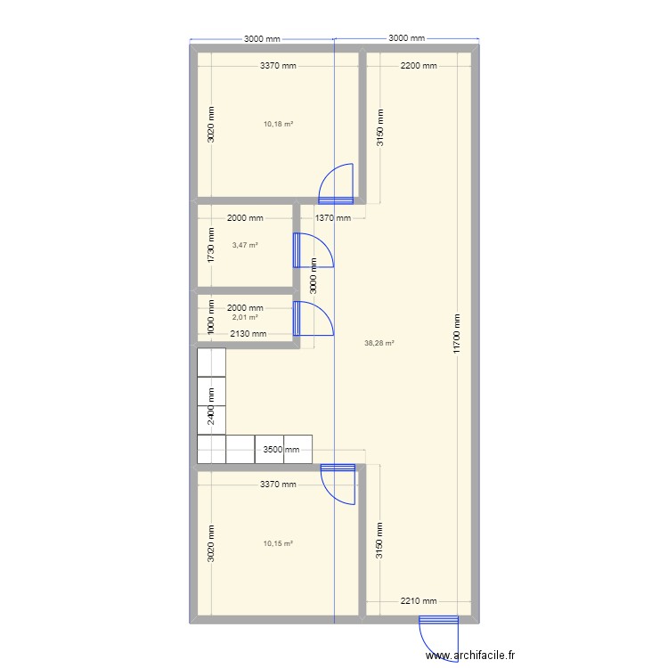 Клин. Plan de 5 pièces et 64 m2