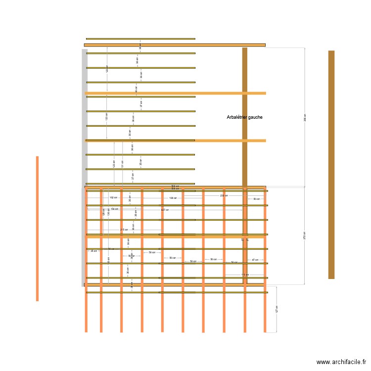 Conception charpente auvent vue dessus. Plan de 0 pièce et 0 m2