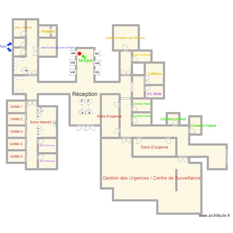 Alekc etage 1. Plan de 31 pièces et 473 m2