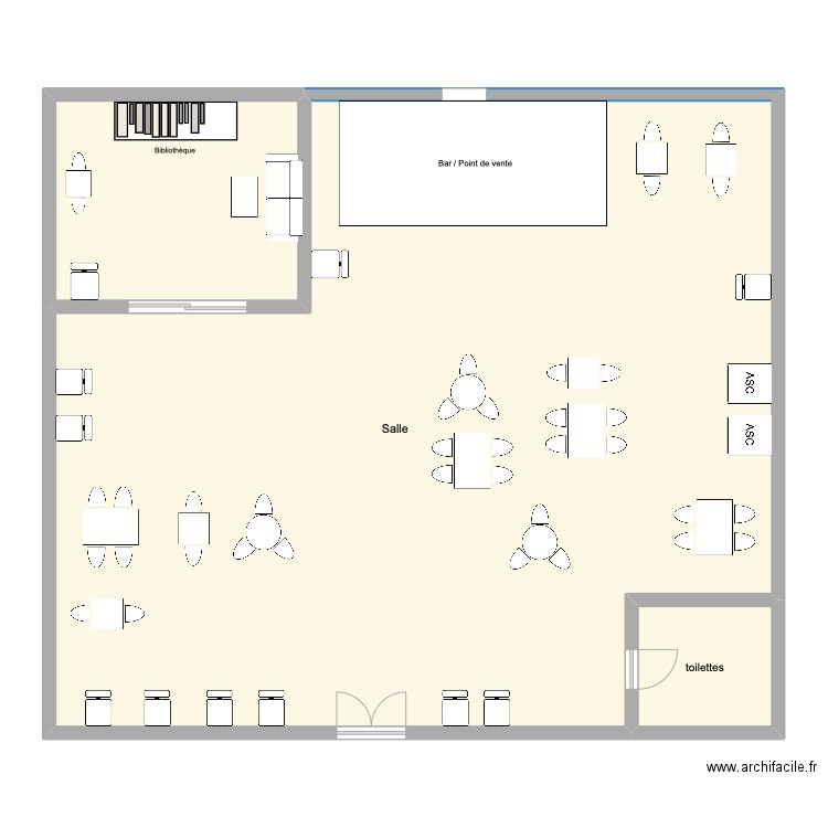 Salle salon de thé . Plan de 3 pièces et 179 m2