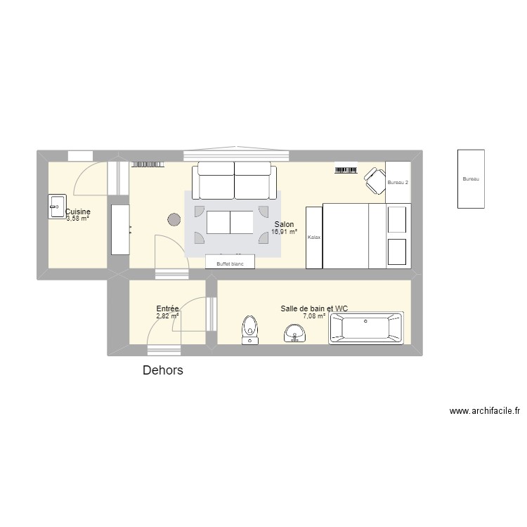 meszaponscrame. Plan de 4 pièces et 30 m2