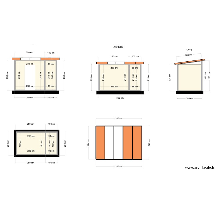 Cabanas. Plan de 12 pièces et 35 m2