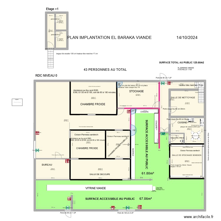 EL BARAKA VIANDE 09/ 2024 IMPLANTATION 1.2. Plan de 16 pièces et 429 m2