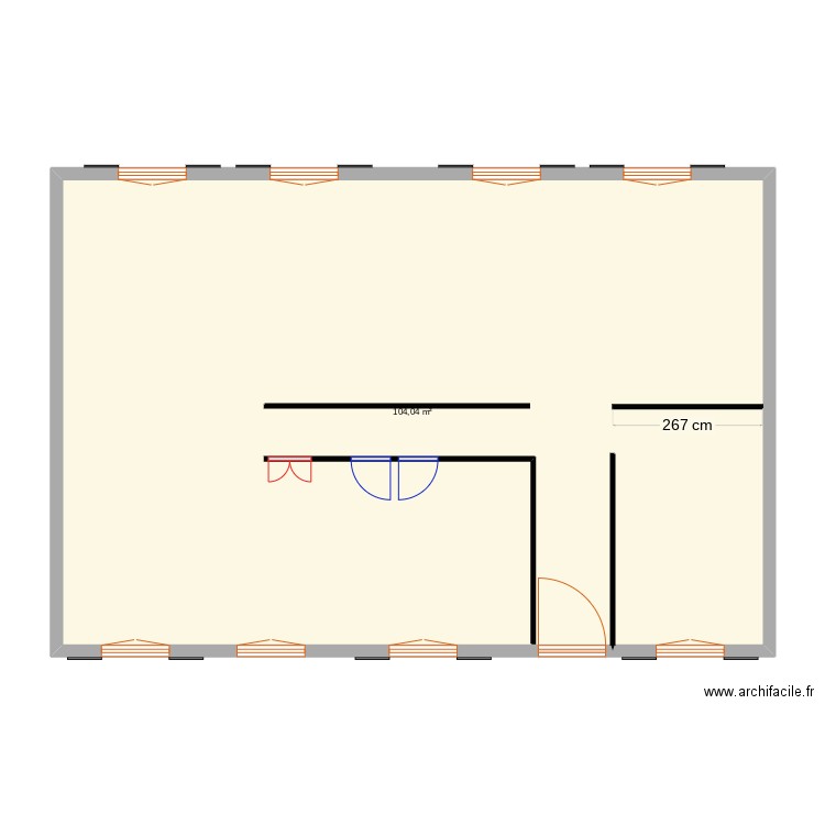 plan original. Plan de 1 pièce et 104 m2