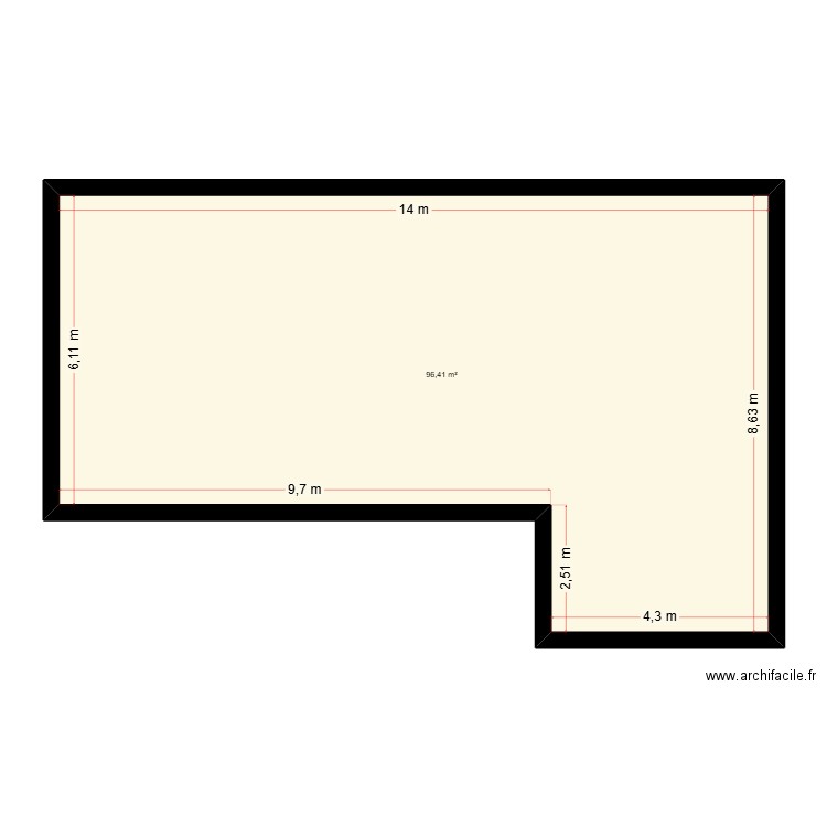 TEST. Plan de 1 pièce et 96 m2