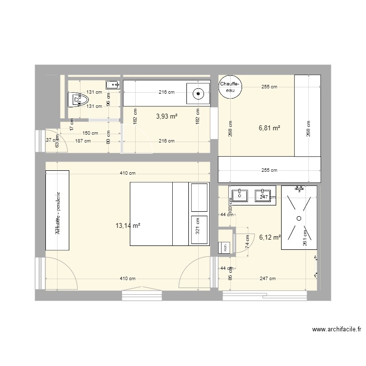 Jonvaux projet2. Plan de 13 pièces et 34 m2