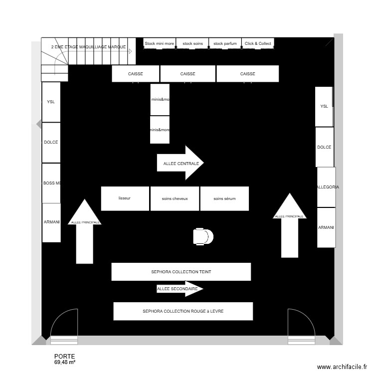 cra adoc. Plan de 1 pièce et 69 m2