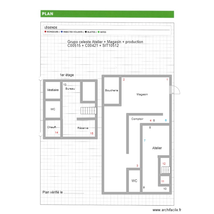 Grupo celeste production atelier magasin. Plan de 8 pièces et 111 m2