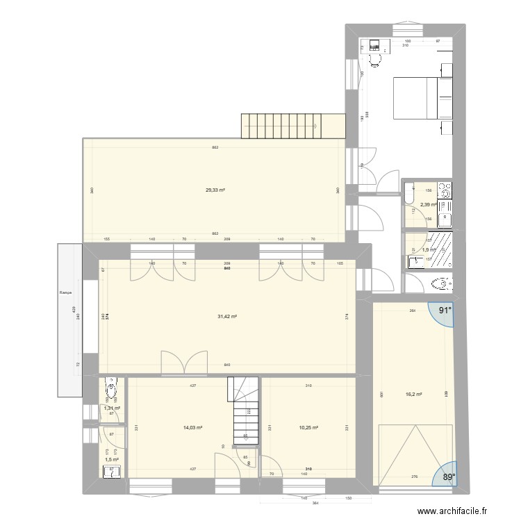 Projet_RDF_RDC_007ter. Plan de 9 pièces et 108 m2