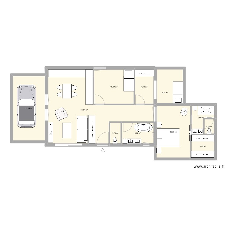 1 phil. Plan de 11 pièces et 101 m2