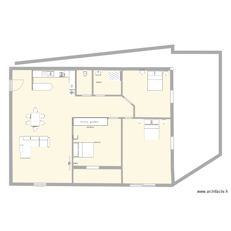 maison. Plan de 3 pièces et 151 m2