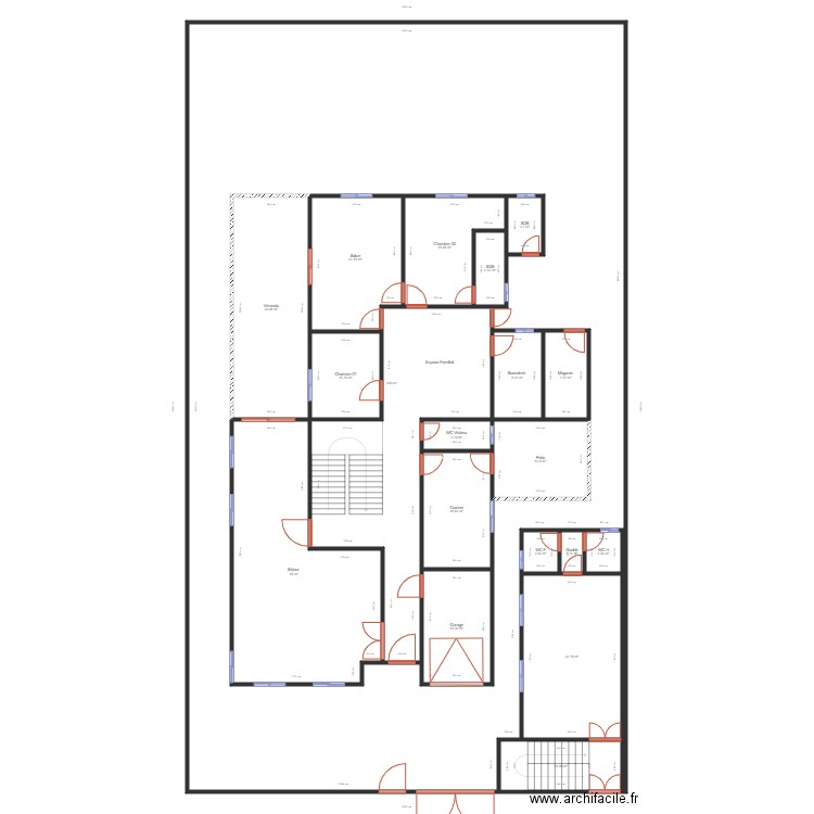 Plan Distribution villa 20x35 RDC 01. Plan de 20 pièces et 957 m2