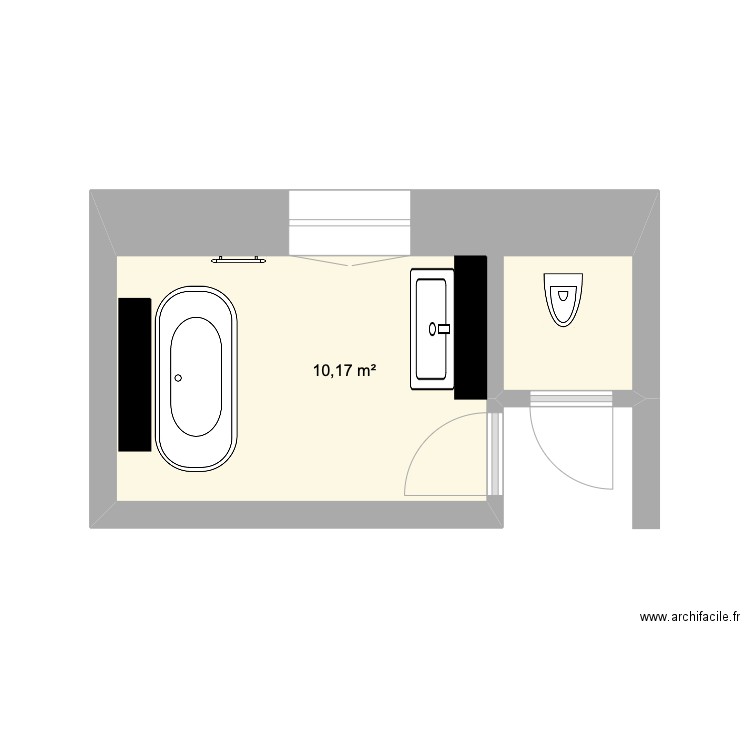 salle de bains R+1 baignoire. Plan de 1 pièce et 10 m2