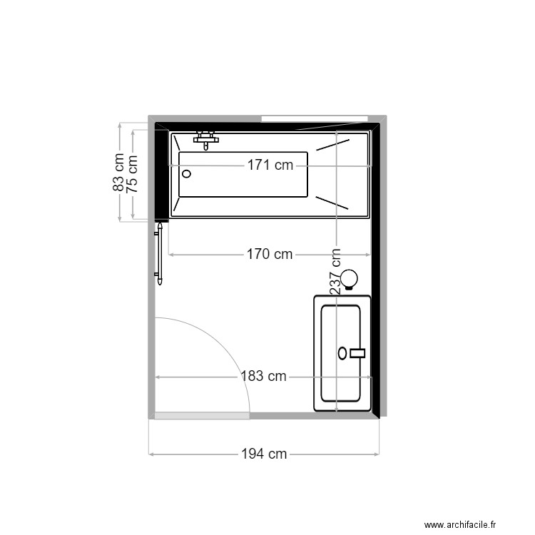 SDB DU HAUT V2. Plan de 0 pièce et 0 m2