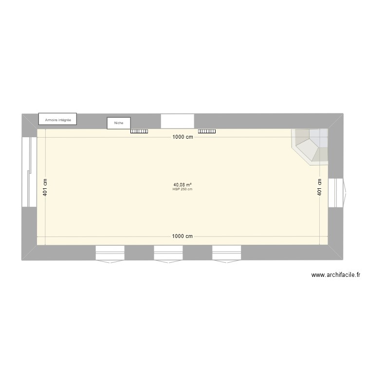 Rez Tilleul 5. Plan de 1 pièce et 40 m2