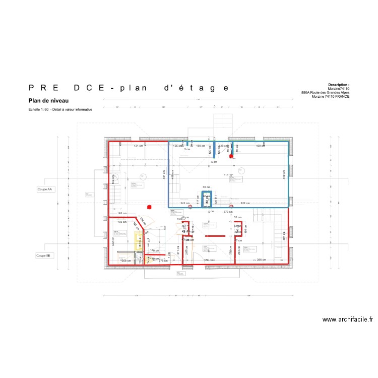 morzine. Plan de 2 pièces et 115 m2