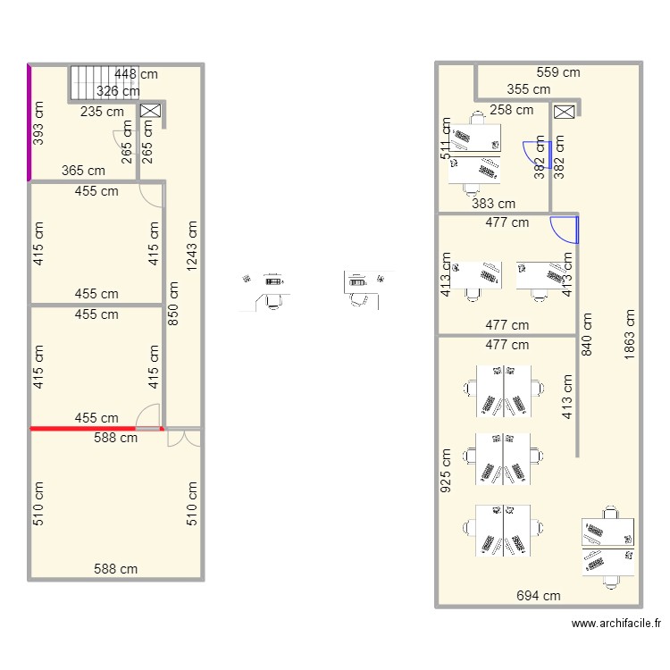 bureau lesquin 2. Plan de 8 pièces et 228 m2