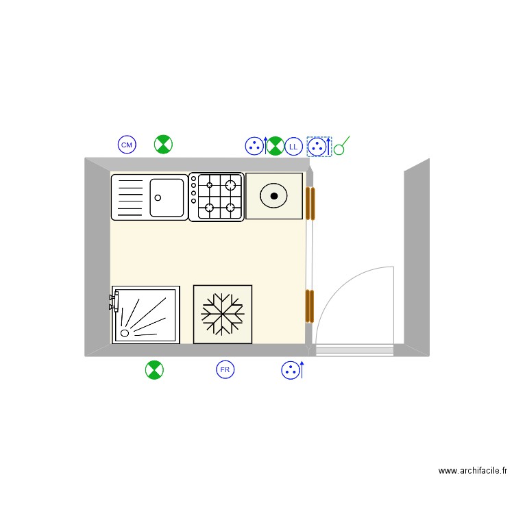 aichaDessus. Plan de 2 pièces et 5 m2