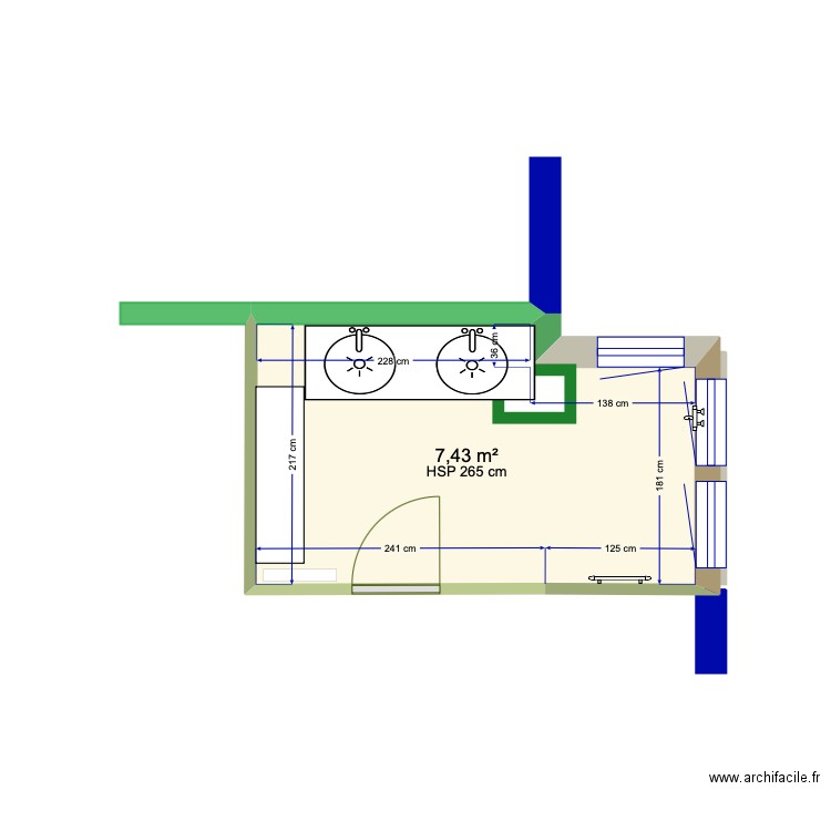 zazidouche. Plan de 1 pièce et 7 m2