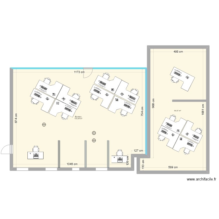 SAAD open space 1. Plan de 2 pièces et 156 m2